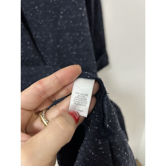 J Jill Ponte V-Neck Dress Women’s Medium Tall Navy Long Sleeve Flecked - Picture 4 of 8